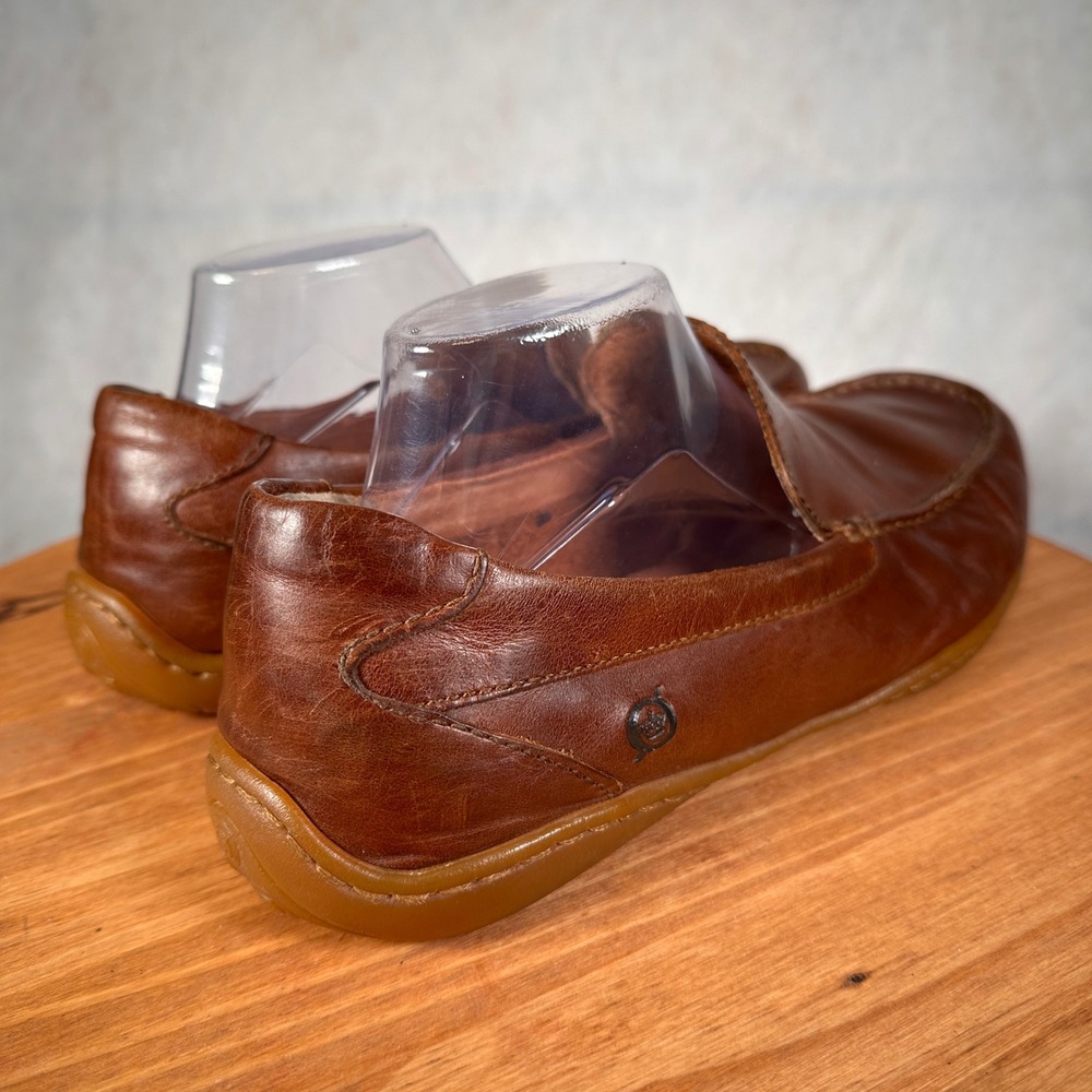 Born Loafers Mens 10.5 Brown Good Leather Slip On Moc Toe H30916 Handcrafted - Picture 6 of 15
